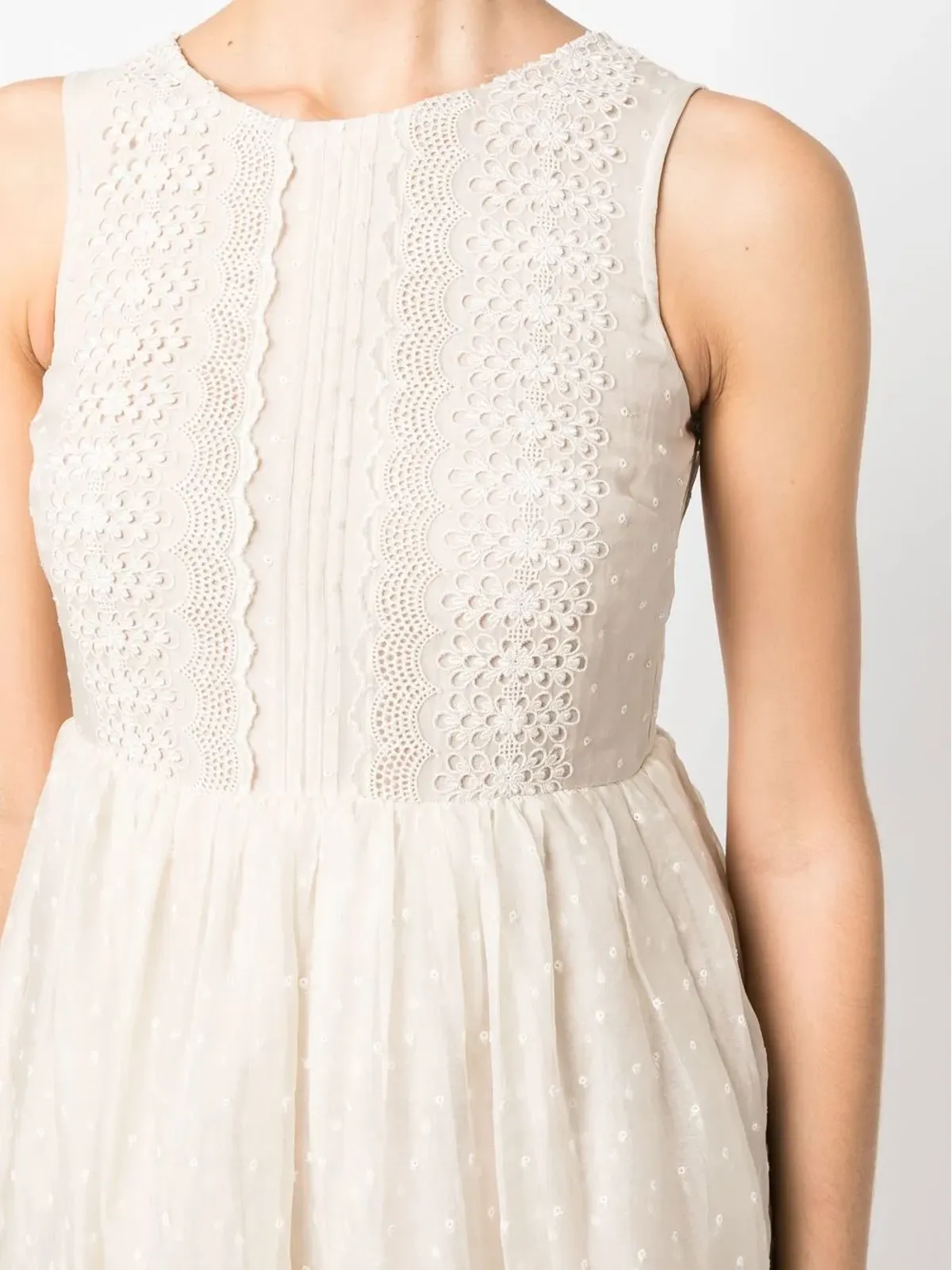 Valentino Garavani Pre-Owned レースパネル付きノースリーブドレス - 画像5