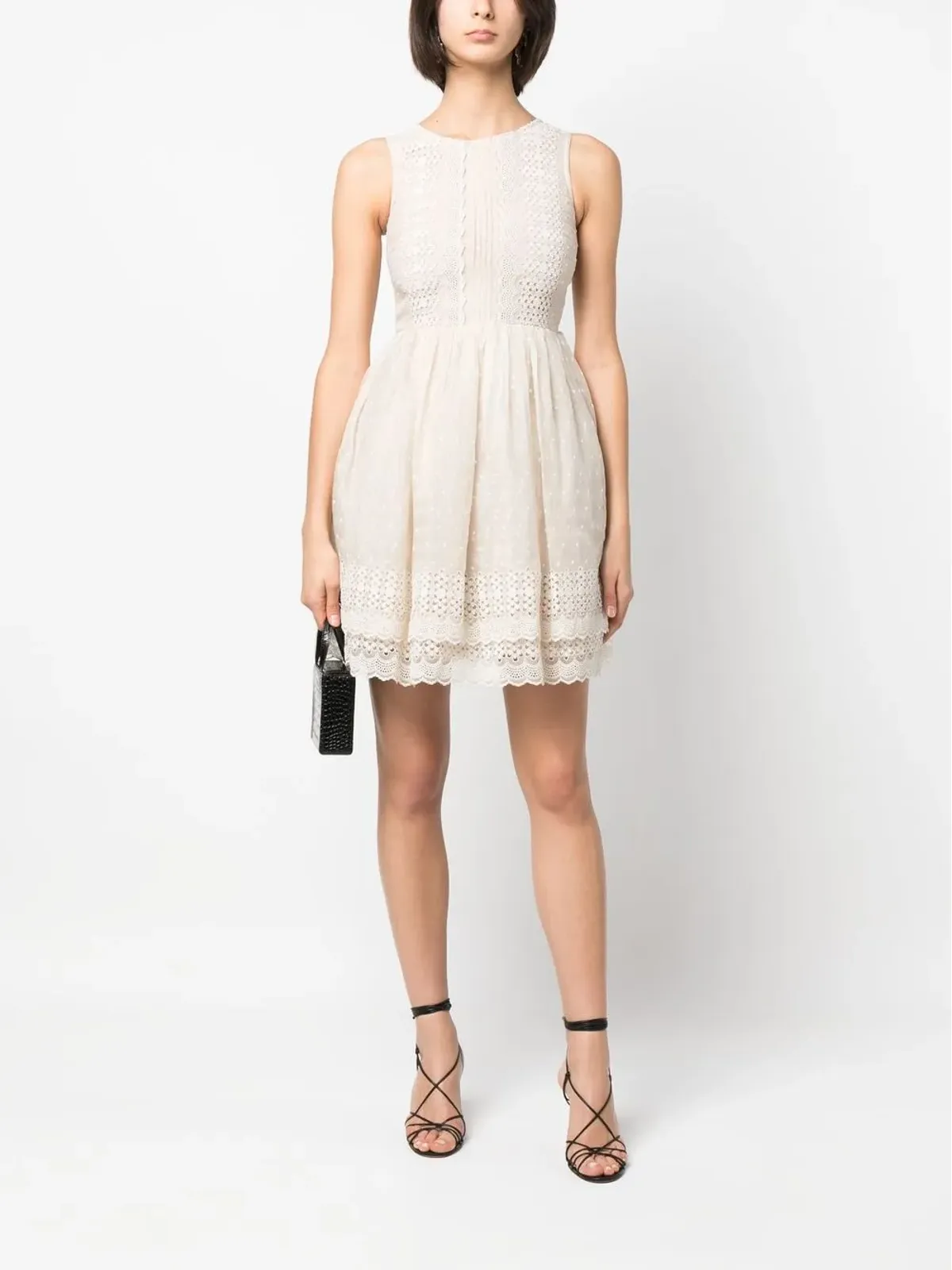 Valentino Garavani Pre-Owned レースパネル付きノースリーブドレス - 画像2