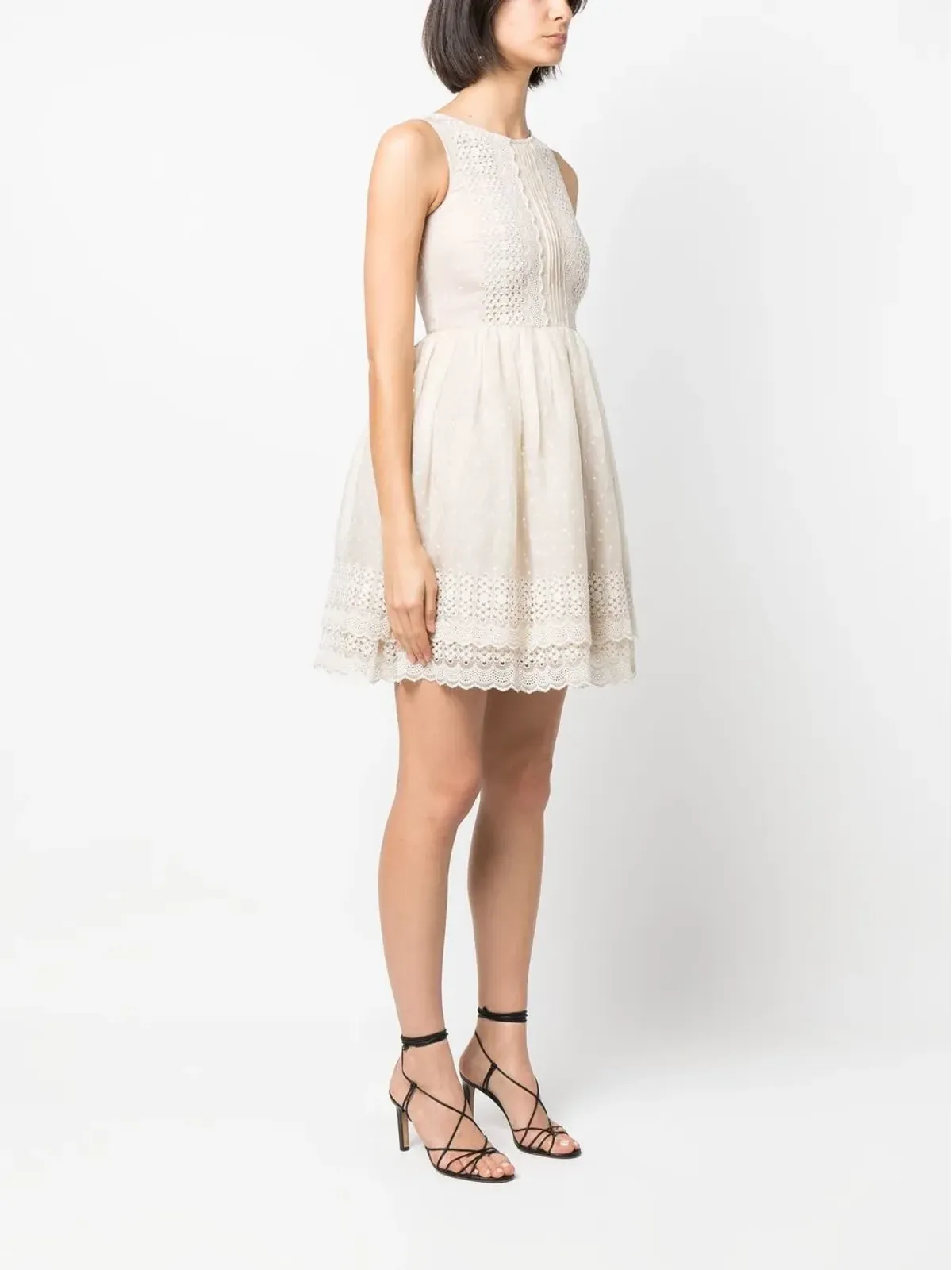 Valentino Garavani Pre-Owned レースパネル付きノースリーブドレス - 画像3