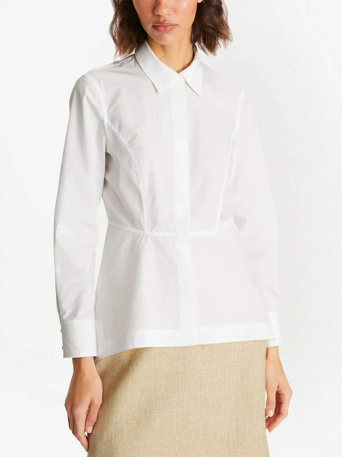 Tory Burch ペプラムコットンポプリンシャツ - 画像4