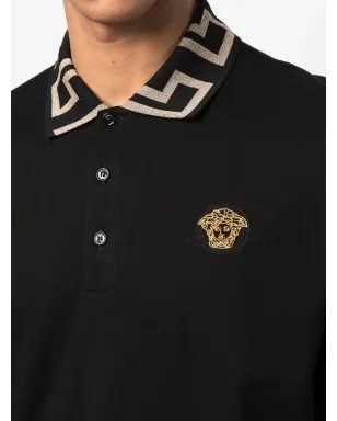 Versace 刺繍入りショートスリーブポロシャツ - ブラック - サムネイル5