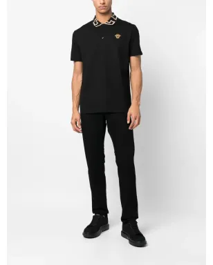 Versace 刺繍入りショートスリーブポロシャツ - ブラック - サムネイル2
