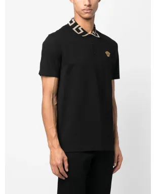 Versace 刺繍入りショートスリーブポロシャツ - ブラック - サムネイル3