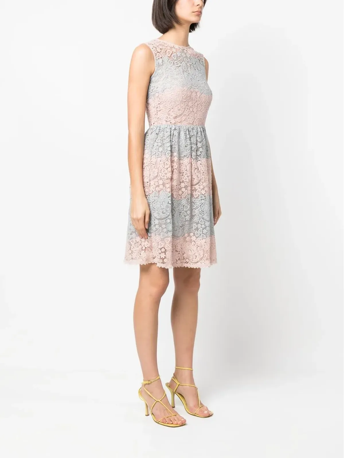 Valentino Garavani Pre-Owned 2000s colour-block lace dress - Pink - 画像3