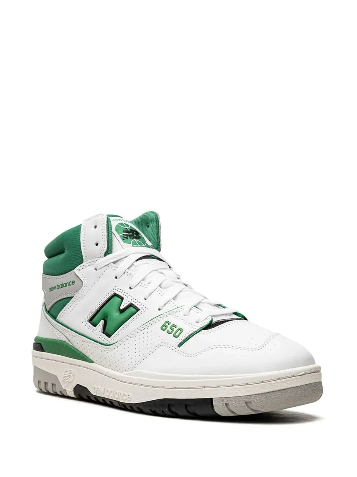 New Balance ホワイト/グリーン ハイカットスニーカー - 画像2
