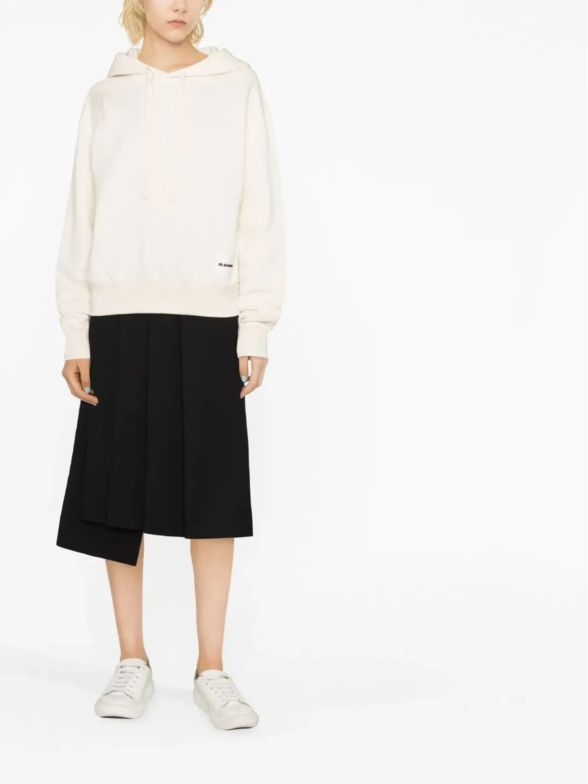 Jil Sander ロゴパッチ ドローストリング フード付きパーカー - 画像2