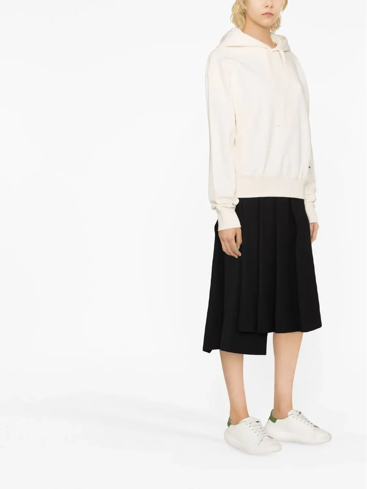 Jil Sander ロゴパッチ ドローストリング フード付きパーカー - 画像3