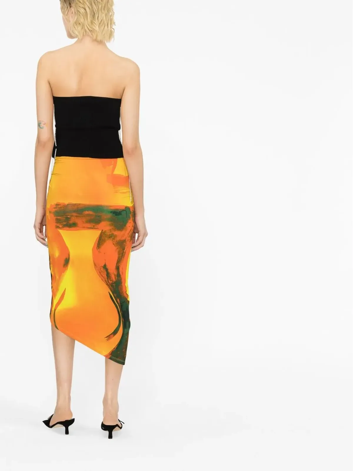 Louisa Ballou Coastline Checkmate-print wrap midi skirt - Orange - 画像4