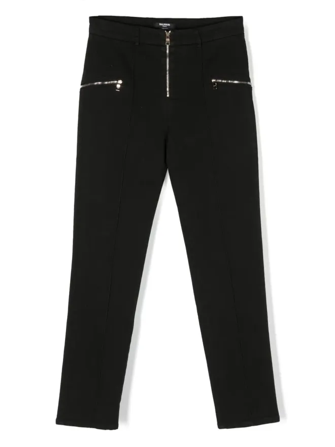 Balmain Kids Balmain Kids ハイウエストストレートパンツ ブラックの商品画像