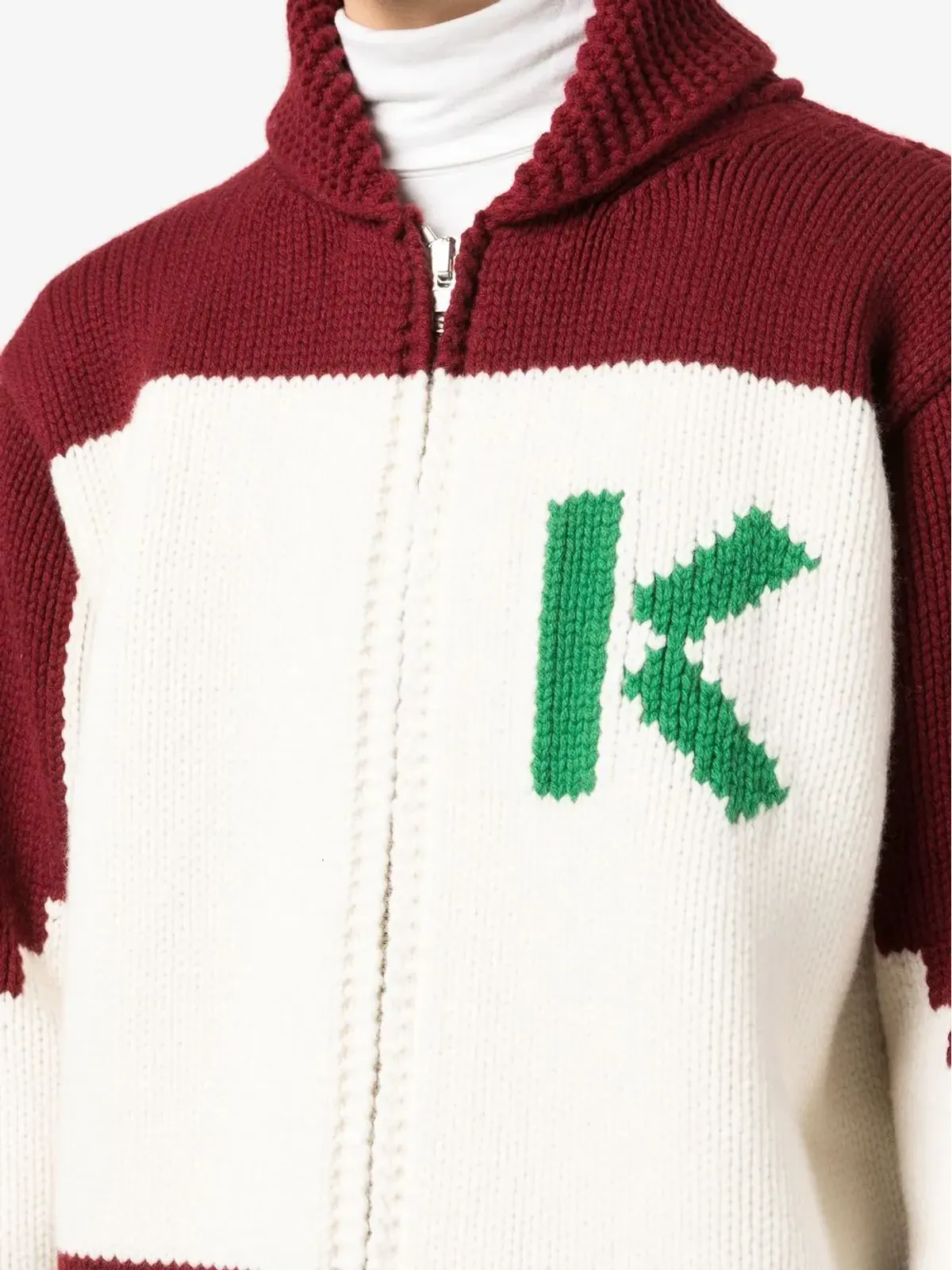 Kenzo 花柄インターシャ ウール カーディガン - 画像5