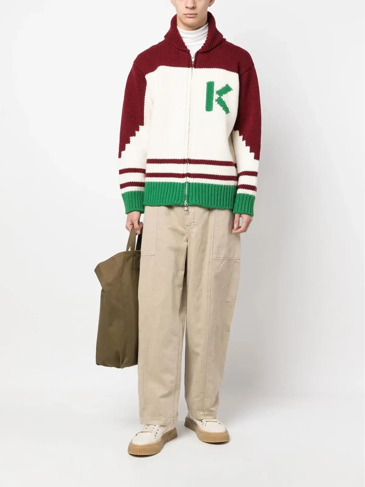 Kenzo 花柄インターシャ ウール カーディガン - 画像2