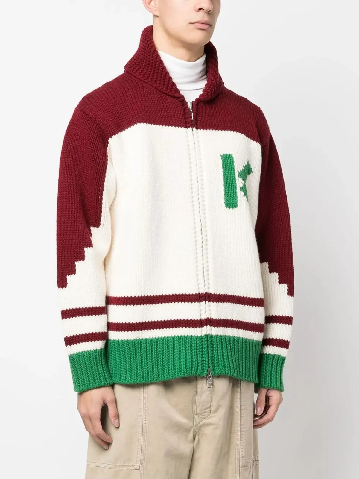Kenzo 花柄インターシャ ウール カーディガン - 画像3