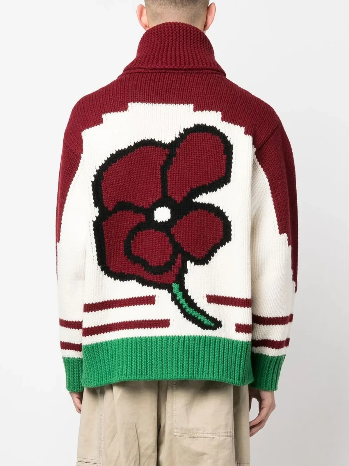 Kenzo 花柄インターシャ ウール カーディガン - 画像4