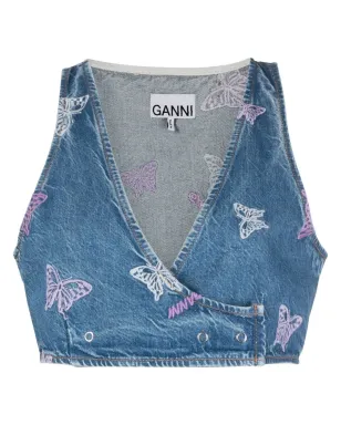 GANNI 刺繍デニムクロップトップ - サムネイル1