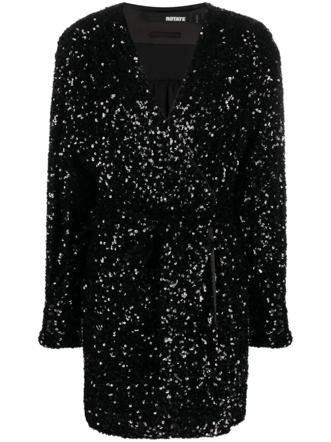 ROTATE BIRGER CHRISTENSEN ROTATE BIRGER CHRISTENSEN スパンコール装飾ラップミニドレスの商品画像