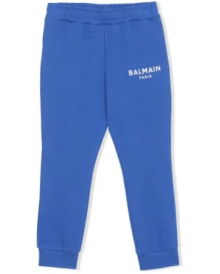 Balmain Kids ロゴプリント コットン トラックパンツ（ブルー） - サムネイル1