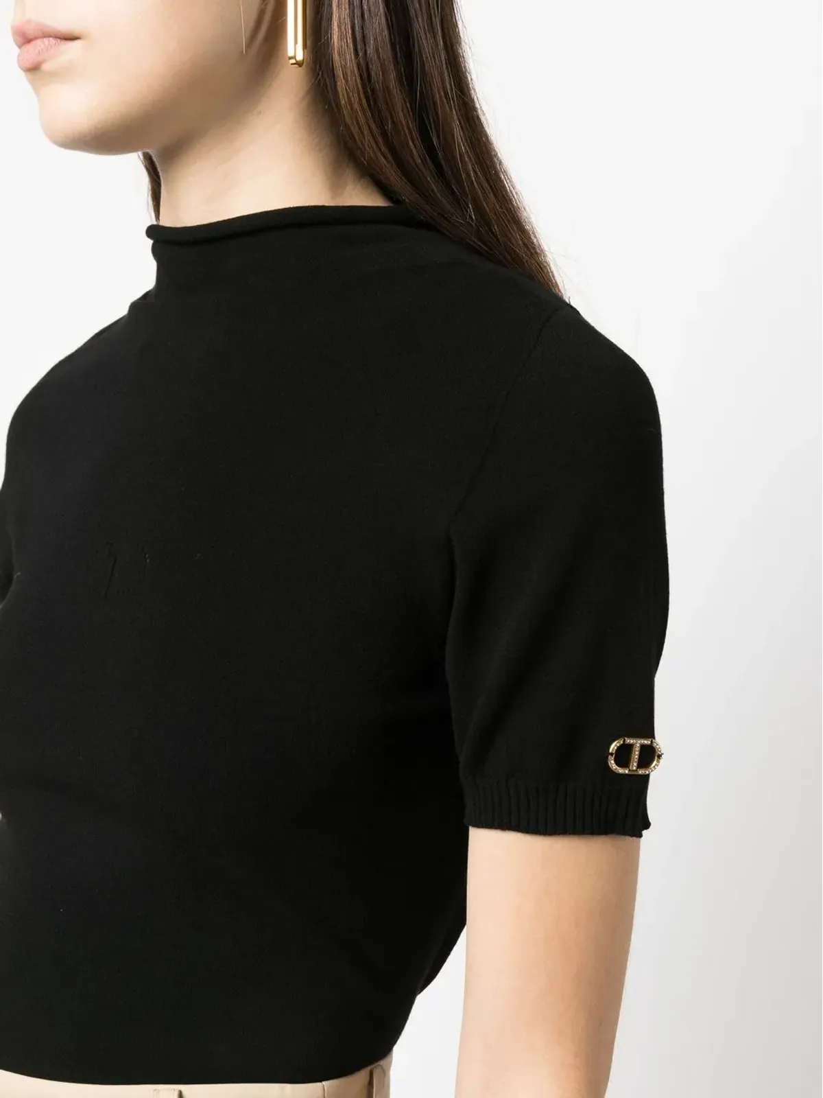 TWINSET ロゴプレート付きハイネックニットセーター - 画像5