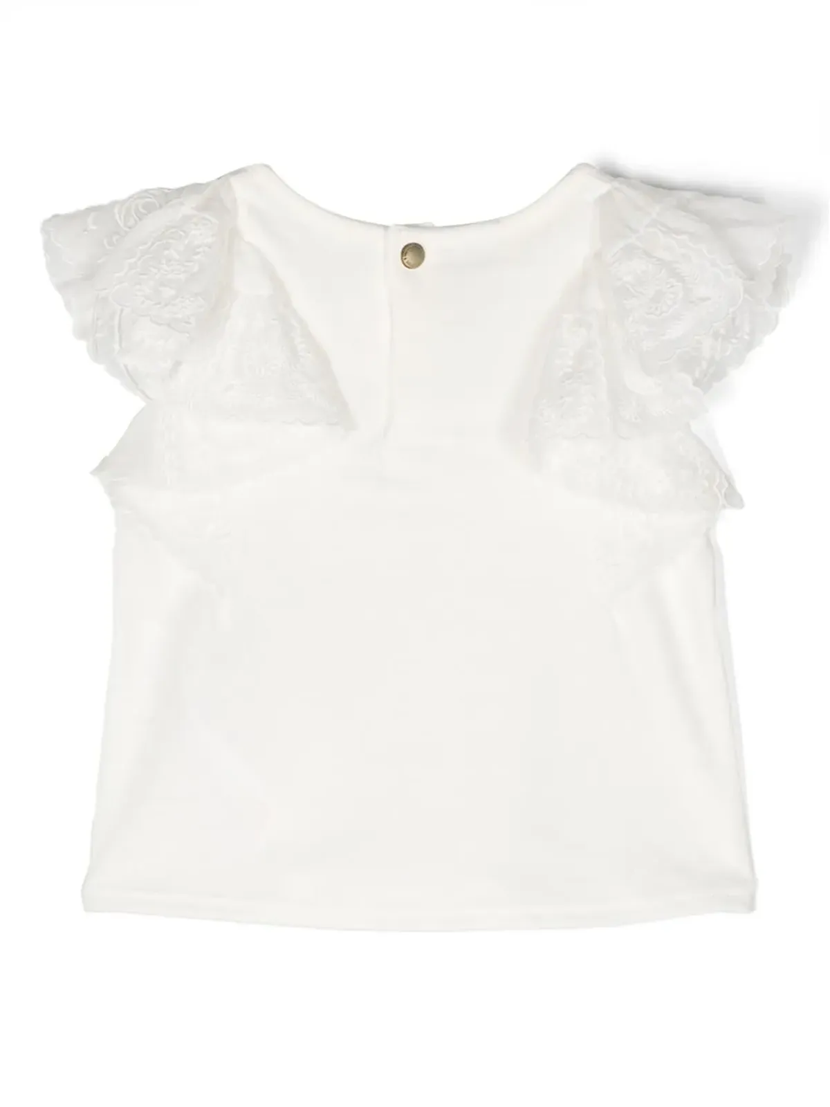 Chloé Kids 花柄刺繍フラッター袖Tシャツ - ホワイト - 画像2