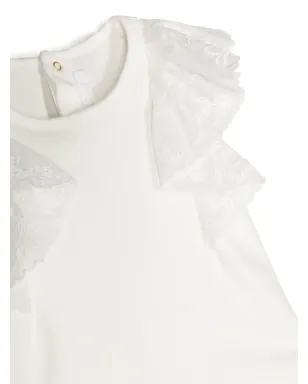 Chloé Kids 花柄刺繍フラッター袖Tシャツ - ホワイト - サムネイル3