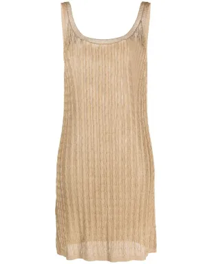 Prada 編み地ノースリーブ ミディドレス - ゴールド - サムネイル1