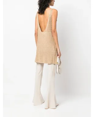 Prada 編み地ノースリーブ ミディドレス - ゴールド - サムネイル2