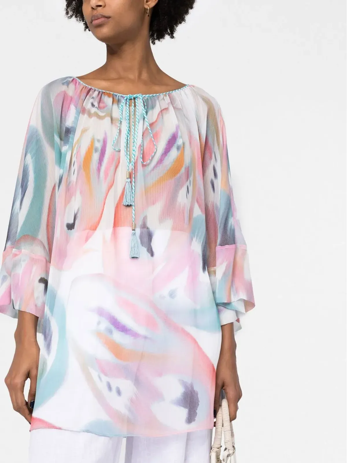 ETRO 抽象プリント ボートネック ブラウス - 画像5