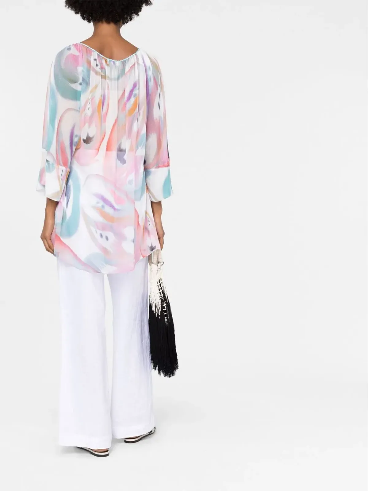 ETRO 抽象プリント ボートネック ブラウス - 画像4