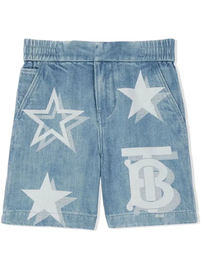 Burberry Kids Burberry Kids ロゴ星柄デニムショーツの商品画像