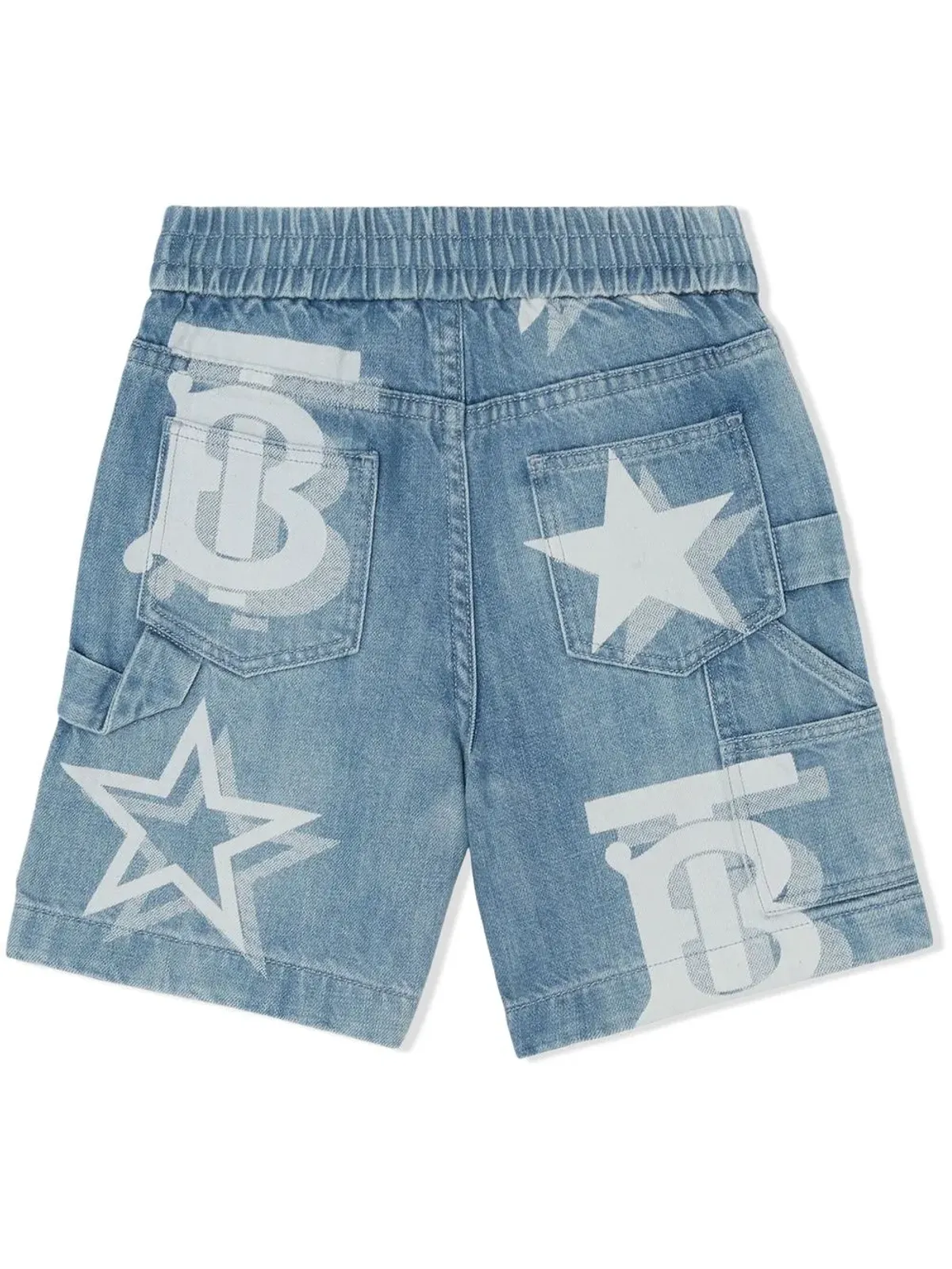 Burberry Kids ロゴ星柄デニムショーツ - 画像2