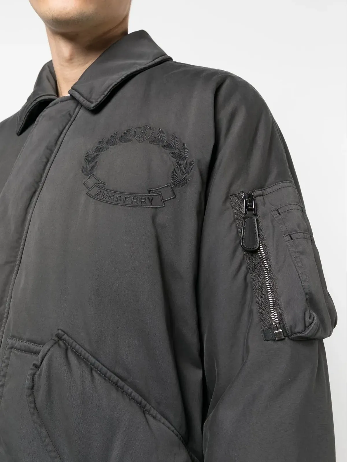 Burberry エンブロイダードロゴ ボンバー ジャケット - グレー - 画像5