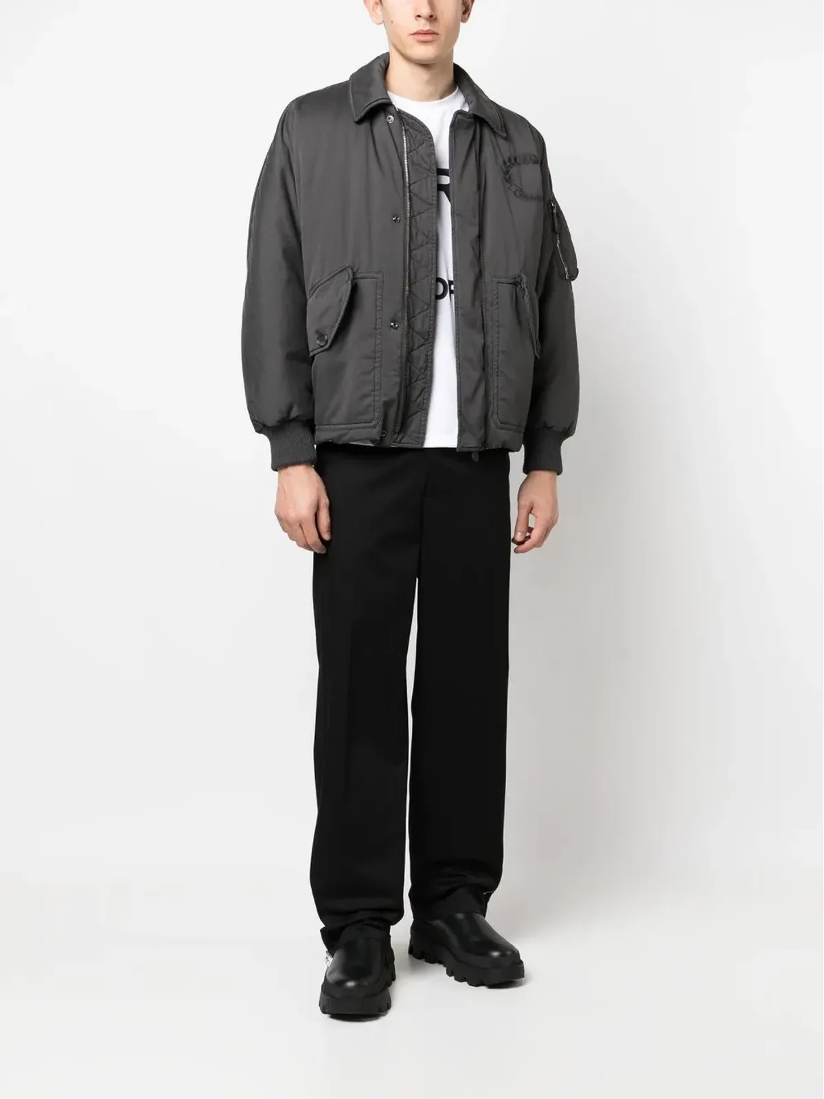 Burberry エンブロイダードロゴ ボンバー ジャケット - グレー - 画像2