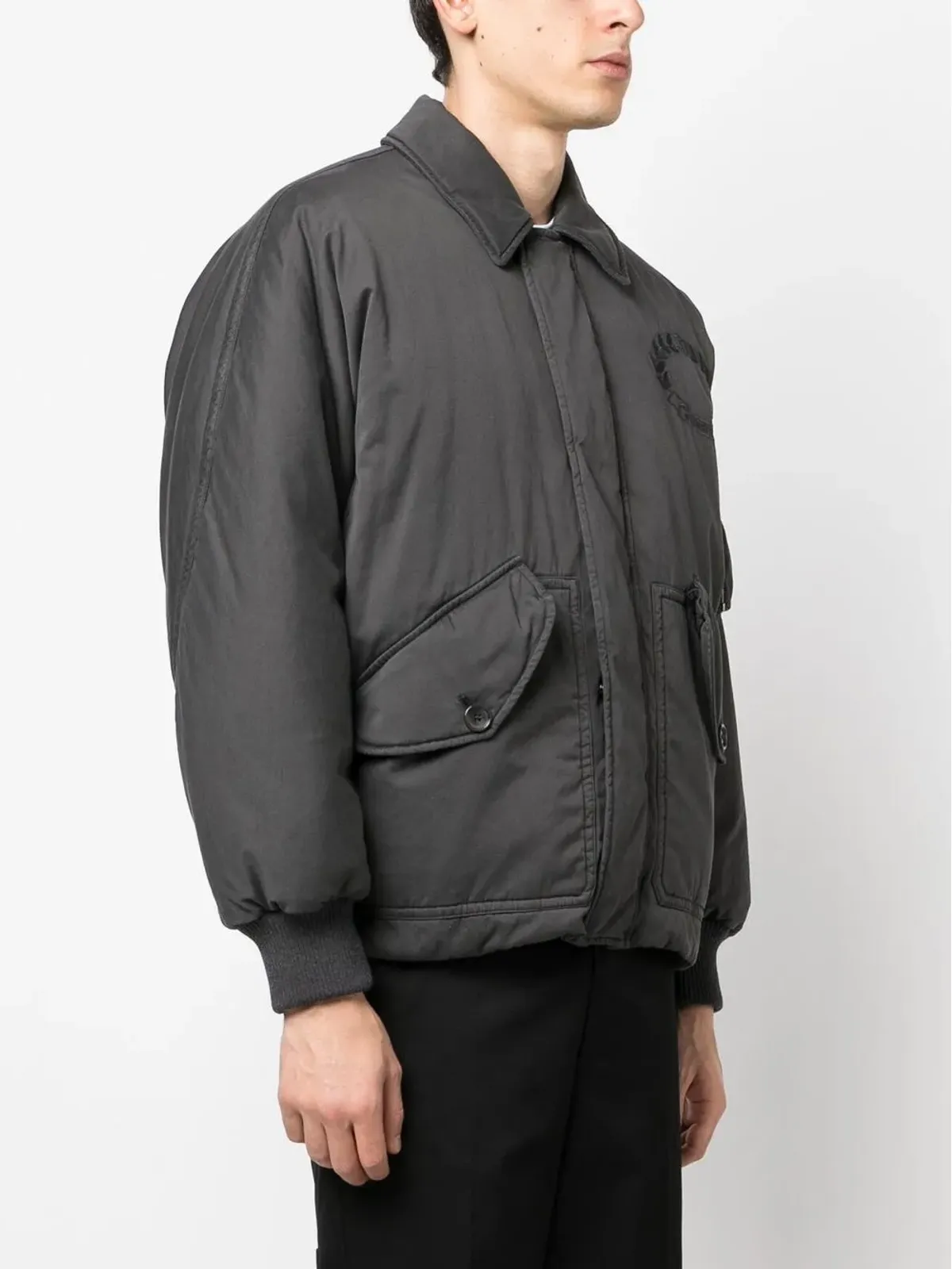 Burberry エンブロイダードロゴ ボンバー ジャケット - グレー - 画像3