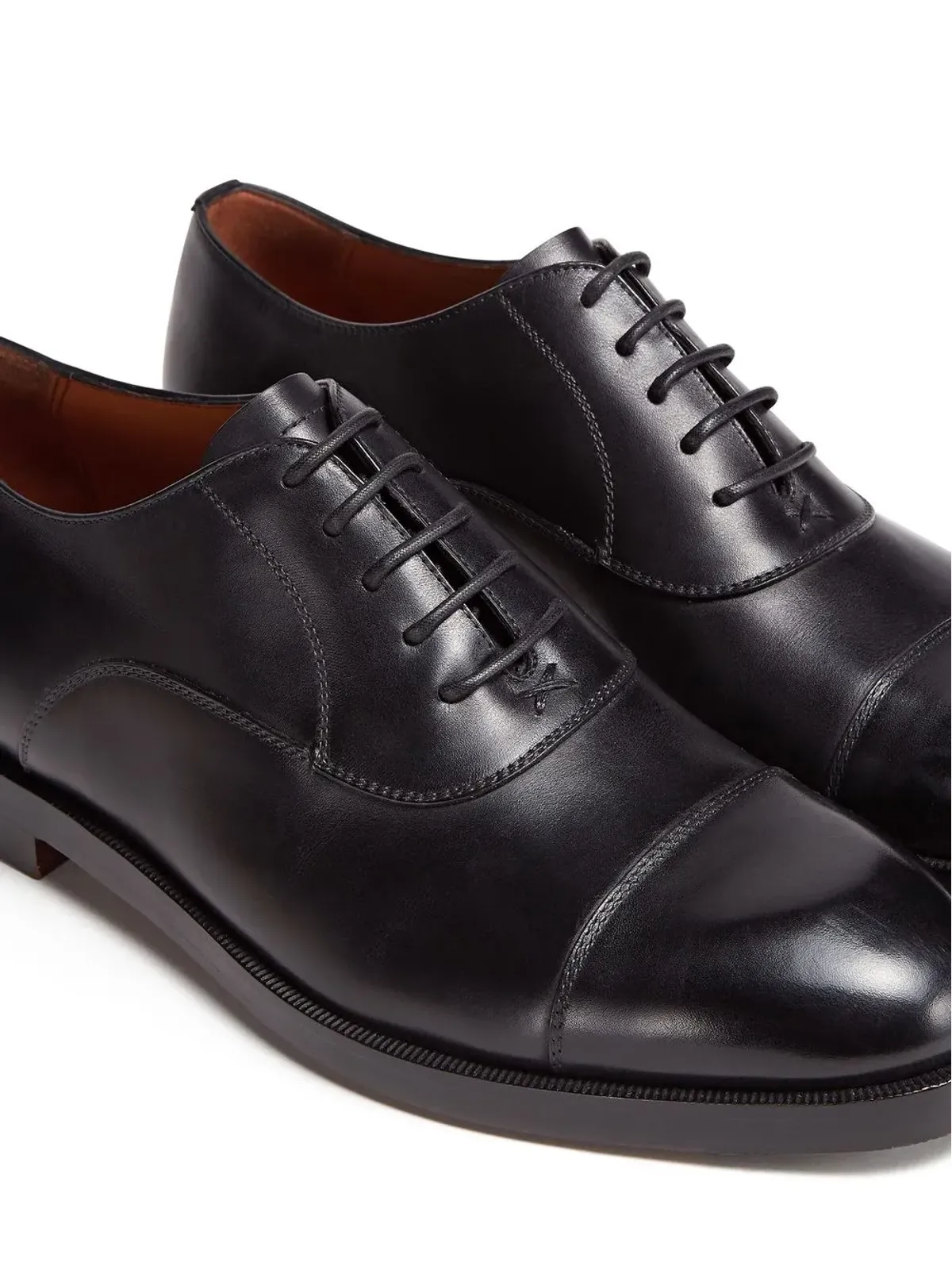 Zegna トリノ レザー オックスフォードシューズ - ブラック - 画像5