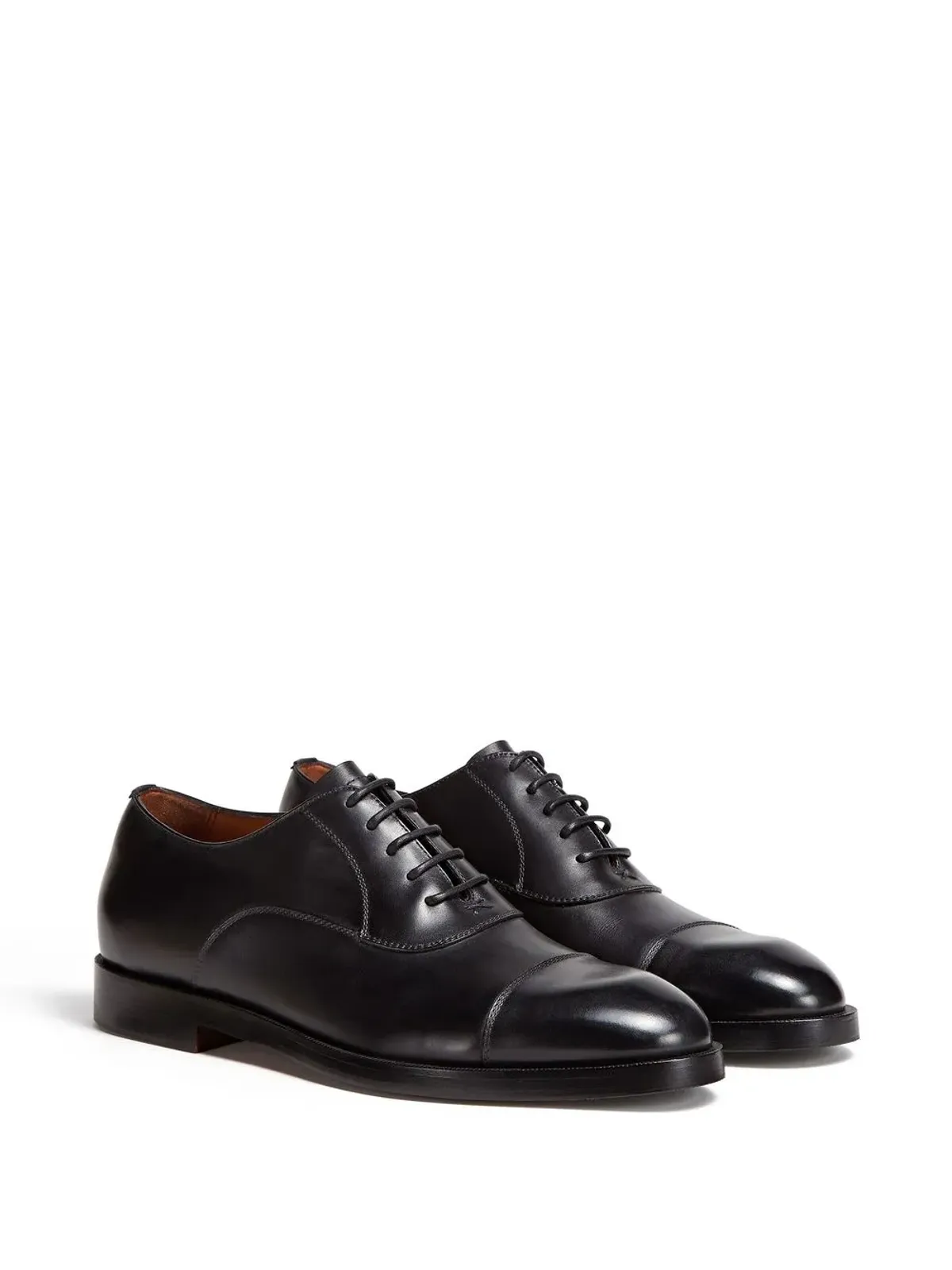 Zegna トリノ レザー オックスフォードシューズ - ブラック - 画像2
