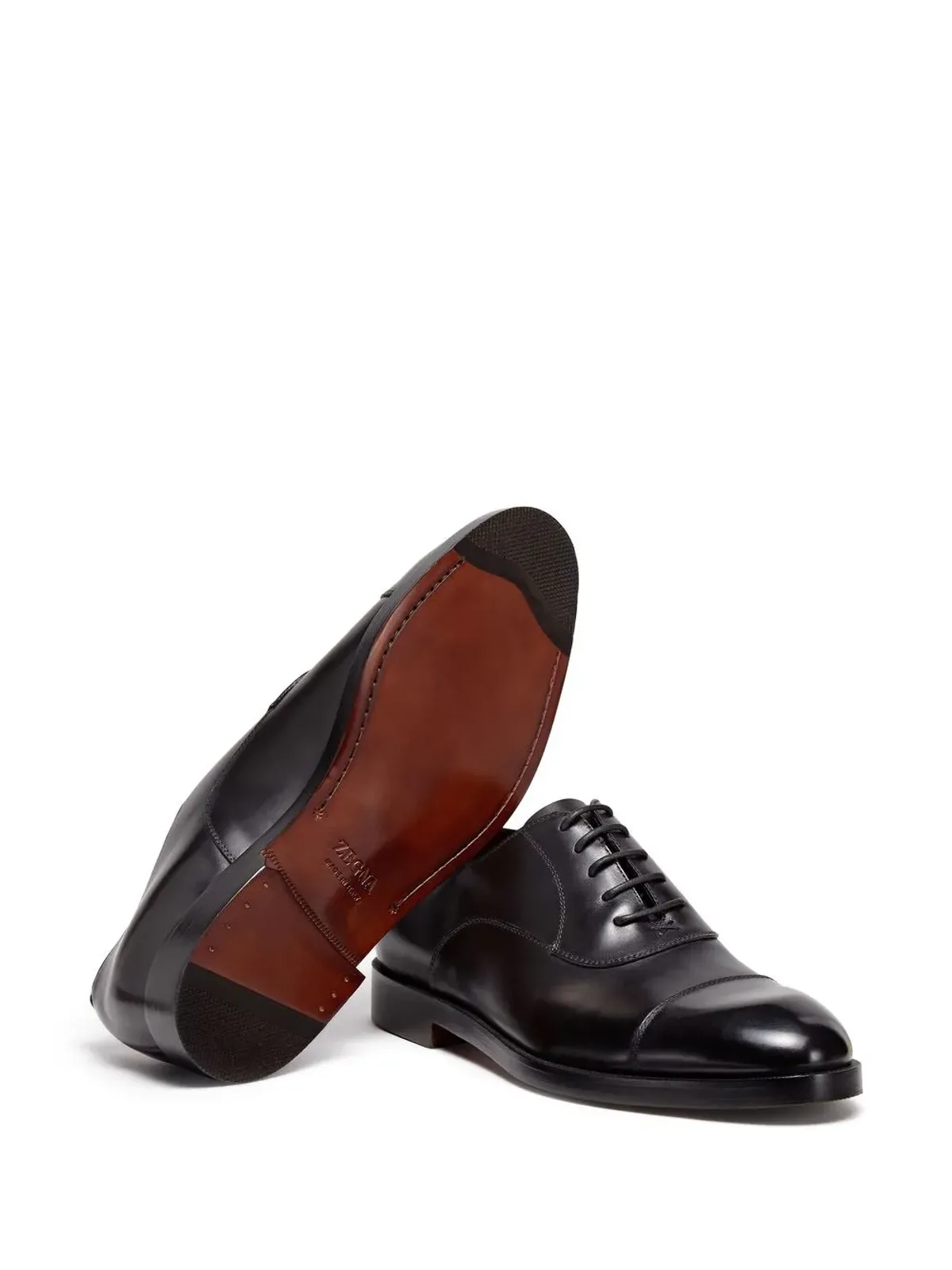Zegna トリノ レザー オックスフォードシューズ - ブラック - 画像3
