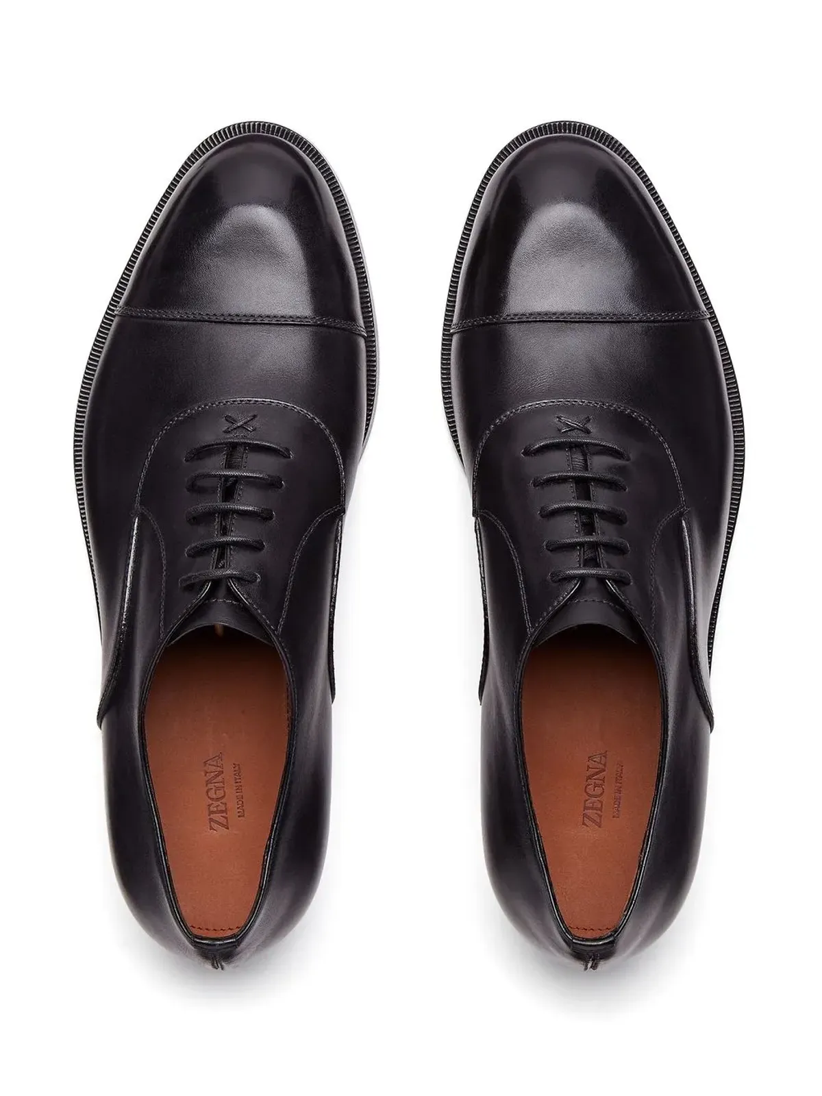Zegna トリノ レザー オックスフォードシューズ - ブラック - 画像4