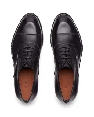Zegna トリノ レザー オックスフォードシューズ - ブラック - サムネイル4