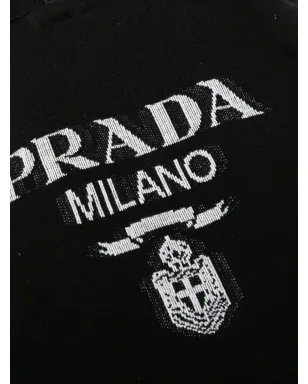 Prada ロゴニット ペットコート - ブラック - サムネイル3