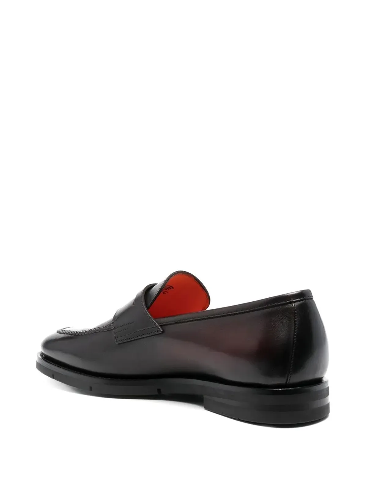 Santoni アーモンドトゥ レザー ペニーローファー（レッド） - 画像3