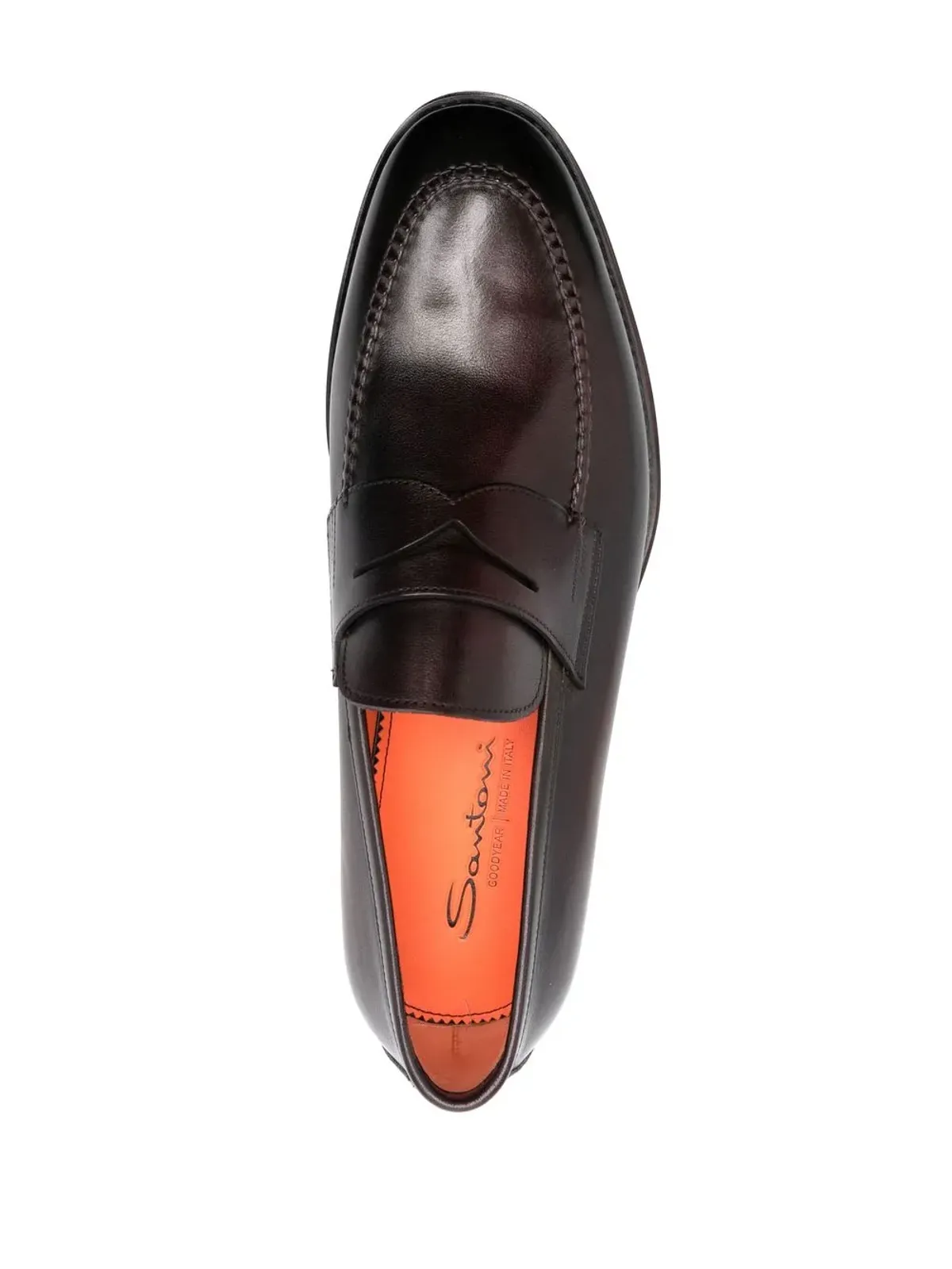 Santoni アーモンドトゥ レザー ペニーローファー（レッド） - 画像4