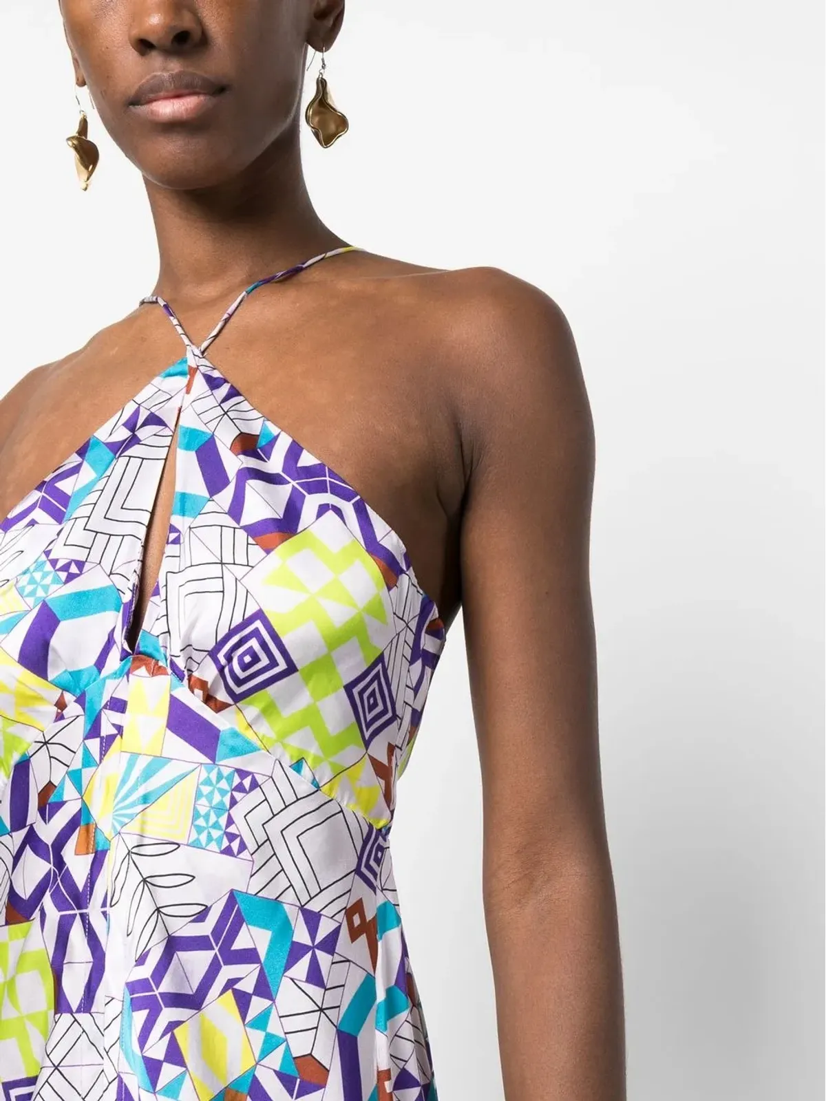 Forte Forte geometric-pattern midi dress - Purple - 画像5