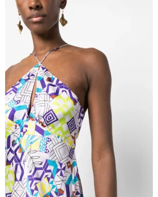 Forte Forte geometric-pattern midi dress - Purple - サムネイル5