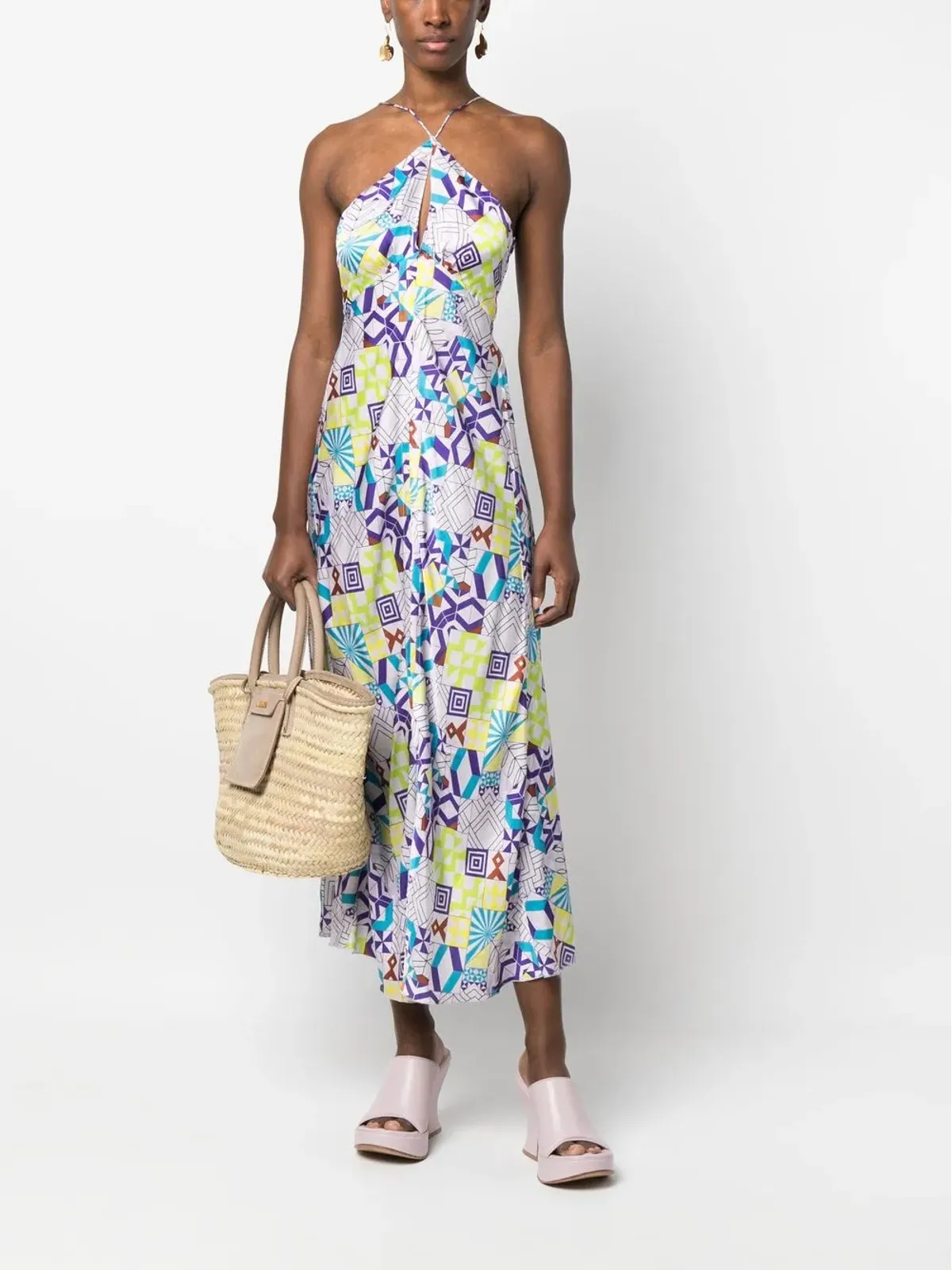 Forte Forte geometric-pattern midi dress - Purple - 画像2