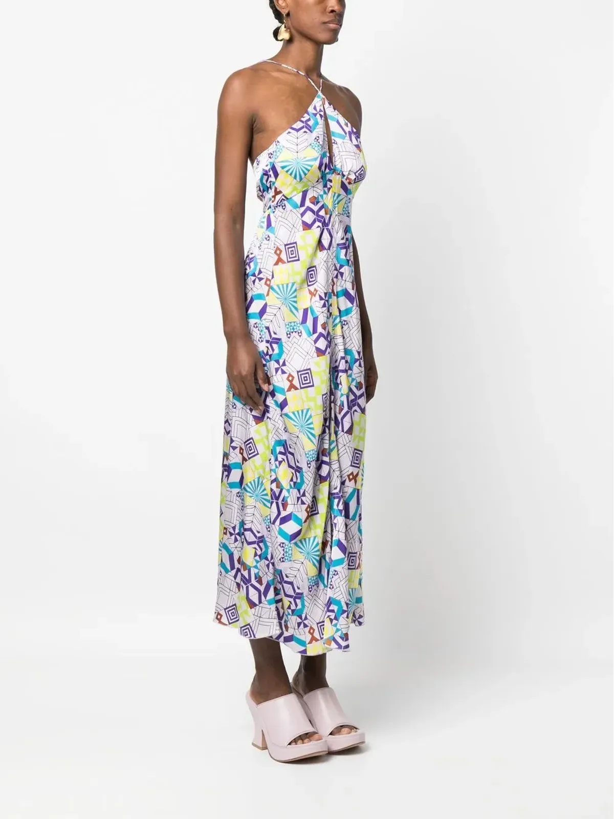 Forte Forte geometric-pattern midi dress - Purple - 画像3