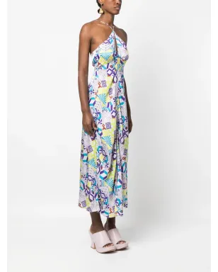 Forte Forte geometric-pattern midi dress - Purple - サムネイル3