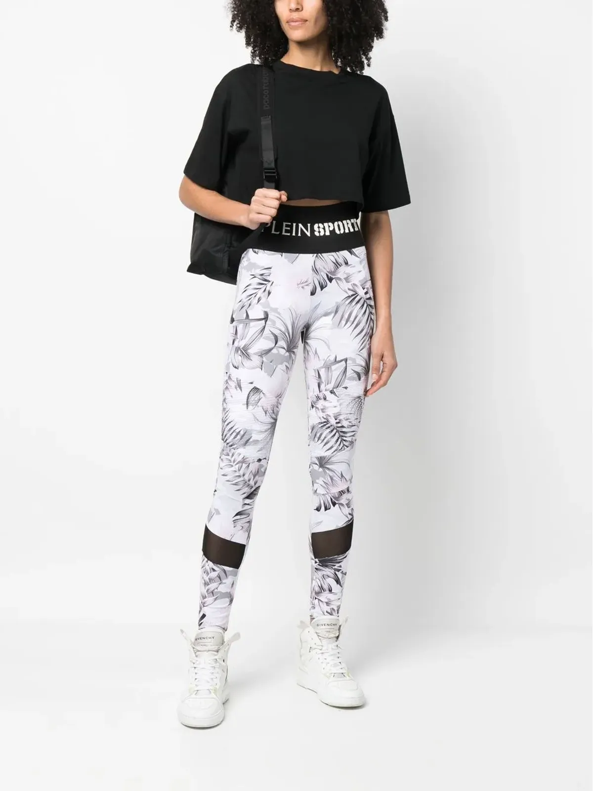 Plein Sport ロゴ入りウエストバンド 花柄レギンス - ホワイト - 画像2