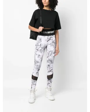 Plein Sport ロゴ入りウエストバンド 花柄レギンス - ホワイト - サムネイル2