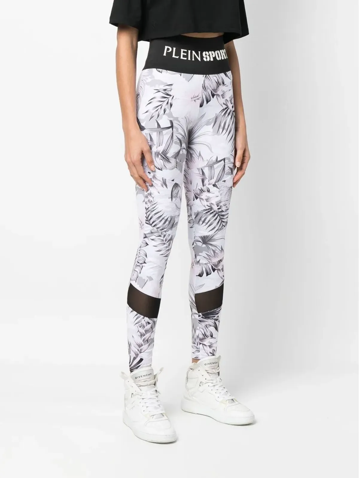 Plein Sport ロゴ入りウエストバンド 花柄レギンス - ホワイト - 画像3