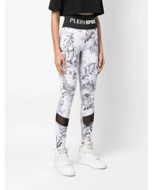 Plein Sport ロゴ入りウエストバンド 花柄レギンス - ホワイト - サムネイル3