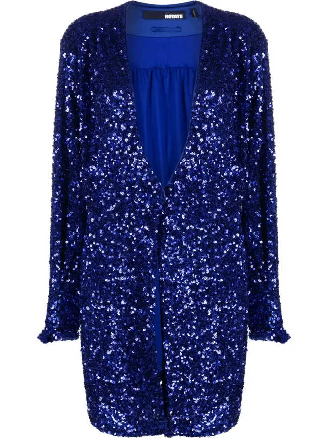 ROTATE BIRGER CHRISTENSEN ROTATE BIRGER CHRISTENSEN スパンコール装飾Vネック ラップドレス ブルーの商品画像